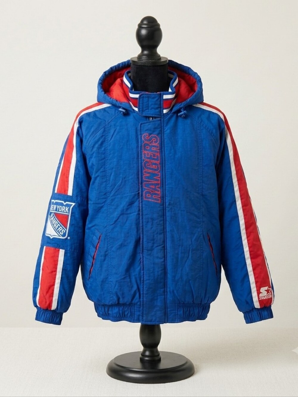 Vintage Starter New York Rangers Puffer Jacket Medium Nylon Winter Parka Coat 90